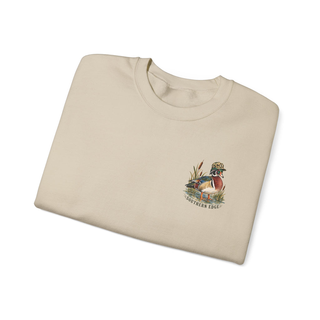 Duck Hunting Crewneck Sweatshirt — "Southern Edge" Wood Duck Graphic