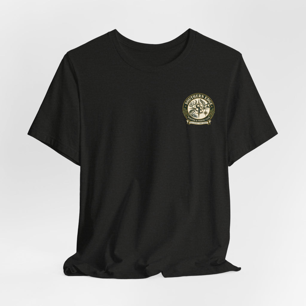 Adventure Patch Tee — 'Campfire Crew' Emblem Short Sleeve T-Shirt