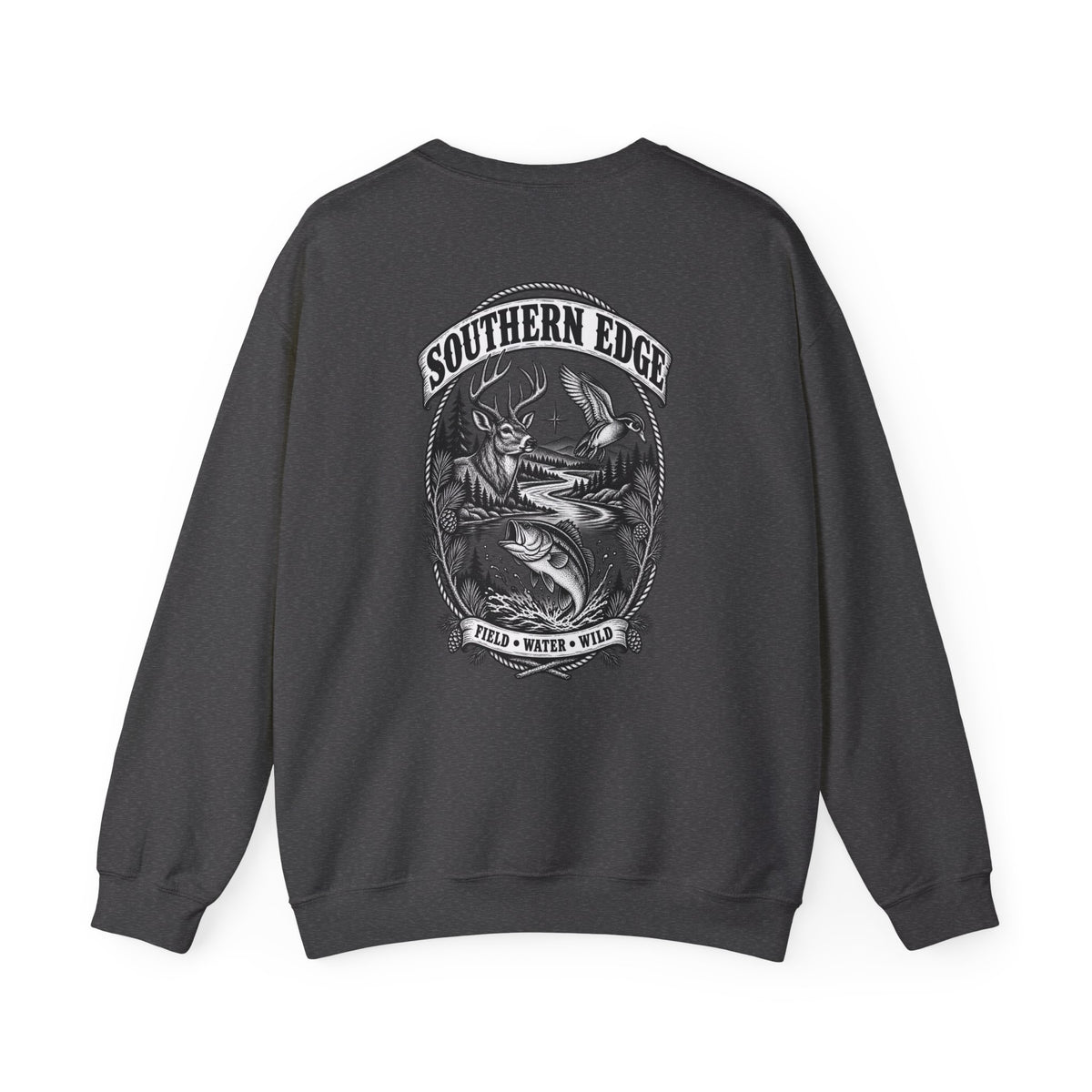 Southern Edge Outdoor Crewneck Sweatshirt — Field Water Wild Graphic