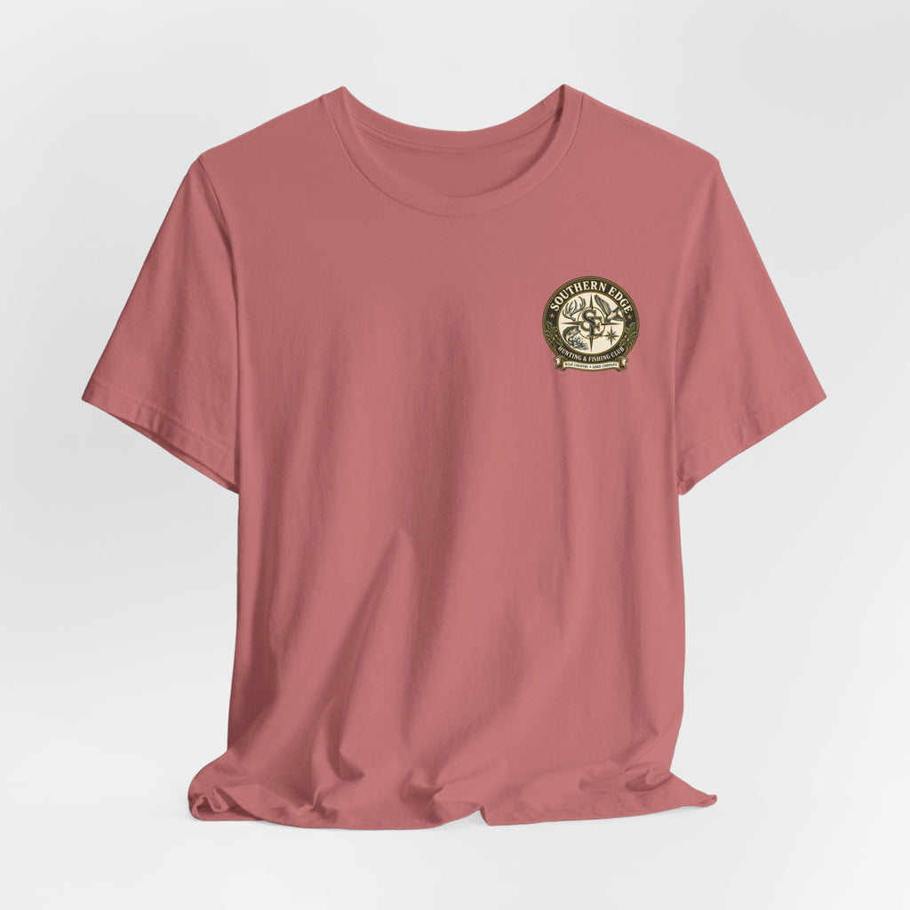 Adventure Patch Tee — 'Campfire Crew' Emblem Short Sleeve T-Shirt