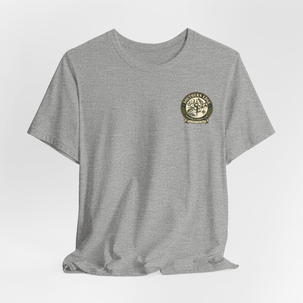 Adventure Patch Tee — 'Campfire Crew' Emblem Short Sleeve T-Shirt