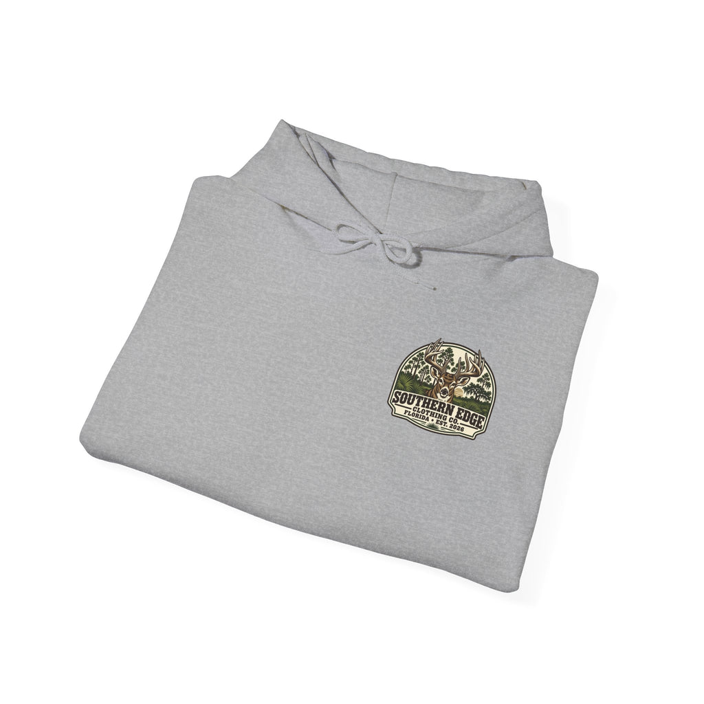Camo Patch Hoodie — Small Camouflage Chest Patch Hooded Sweatshirt