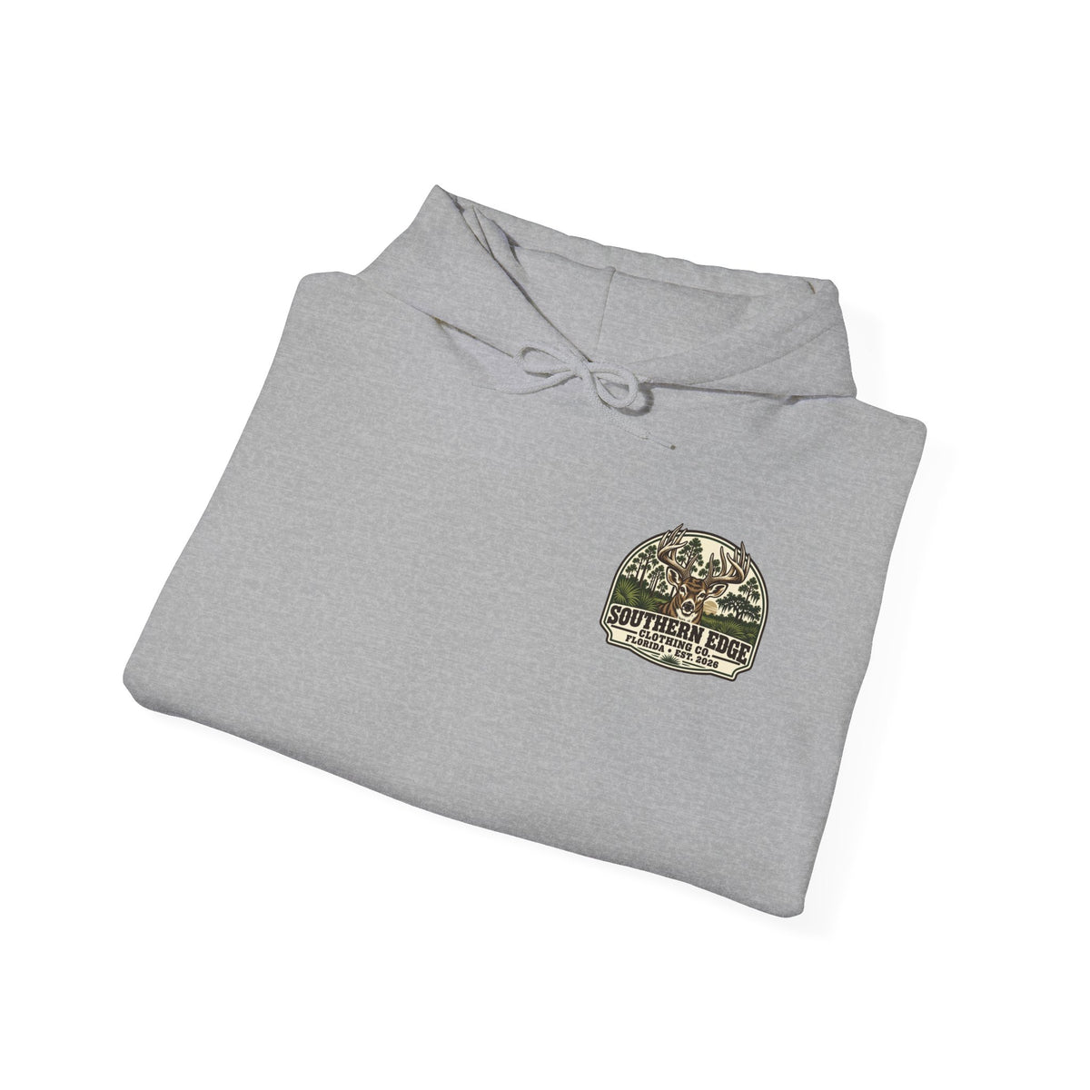 Camo Patch Hoodie — Small Camouflage Chest Patch Hooded Sweatshirt