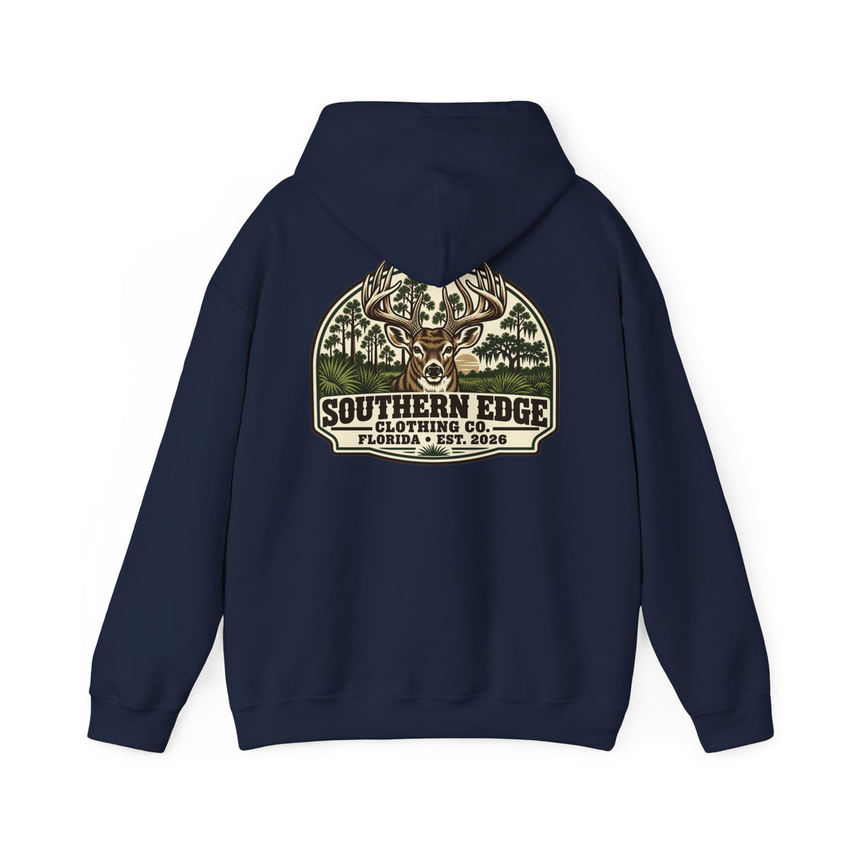 Camo Patch Hoodie — Small Camouflage Chest Patch Hooded Sweatshirt
