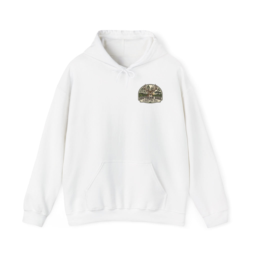 Camo Patch Hoodie — Small Camouflage Chest Patch Hooded Sweatshirt
