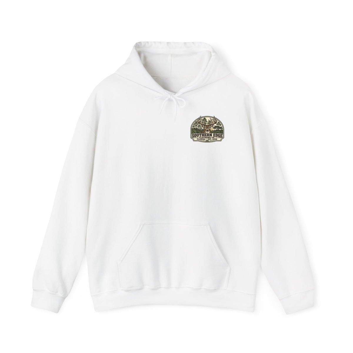 Camo Patch Hoodie — Small Camouflage Chest Patch Hooded Sweatshirt