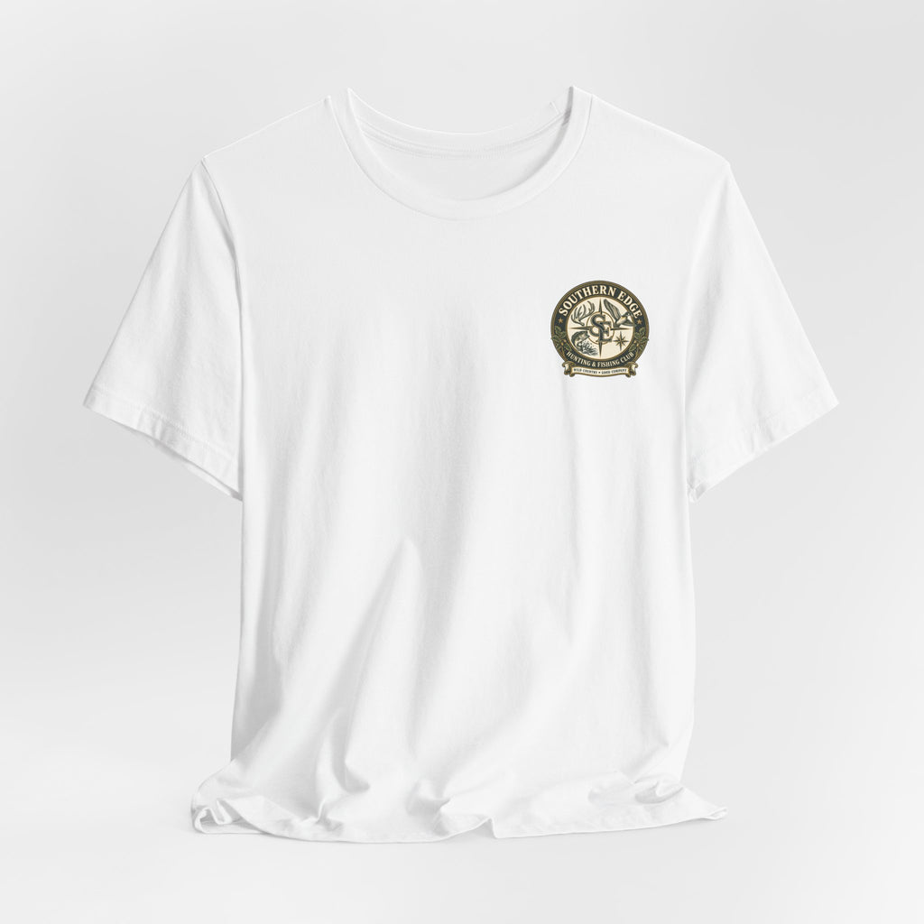 Adventure Patch Tee — 'Campfire Crew' Emblem Short Sleeve T-Shirt