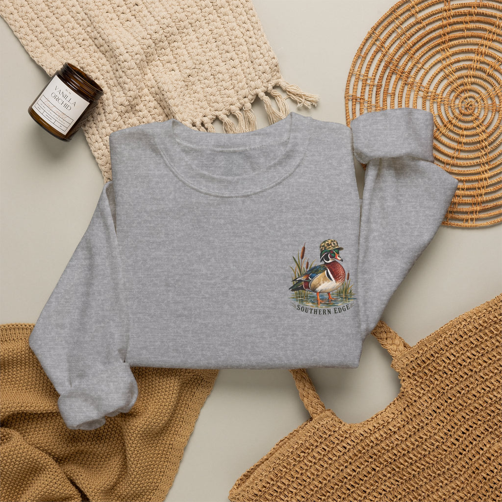Duck Hunting Crewneck Sweatshirt — "Southern Edge" Wood Duck Graphic