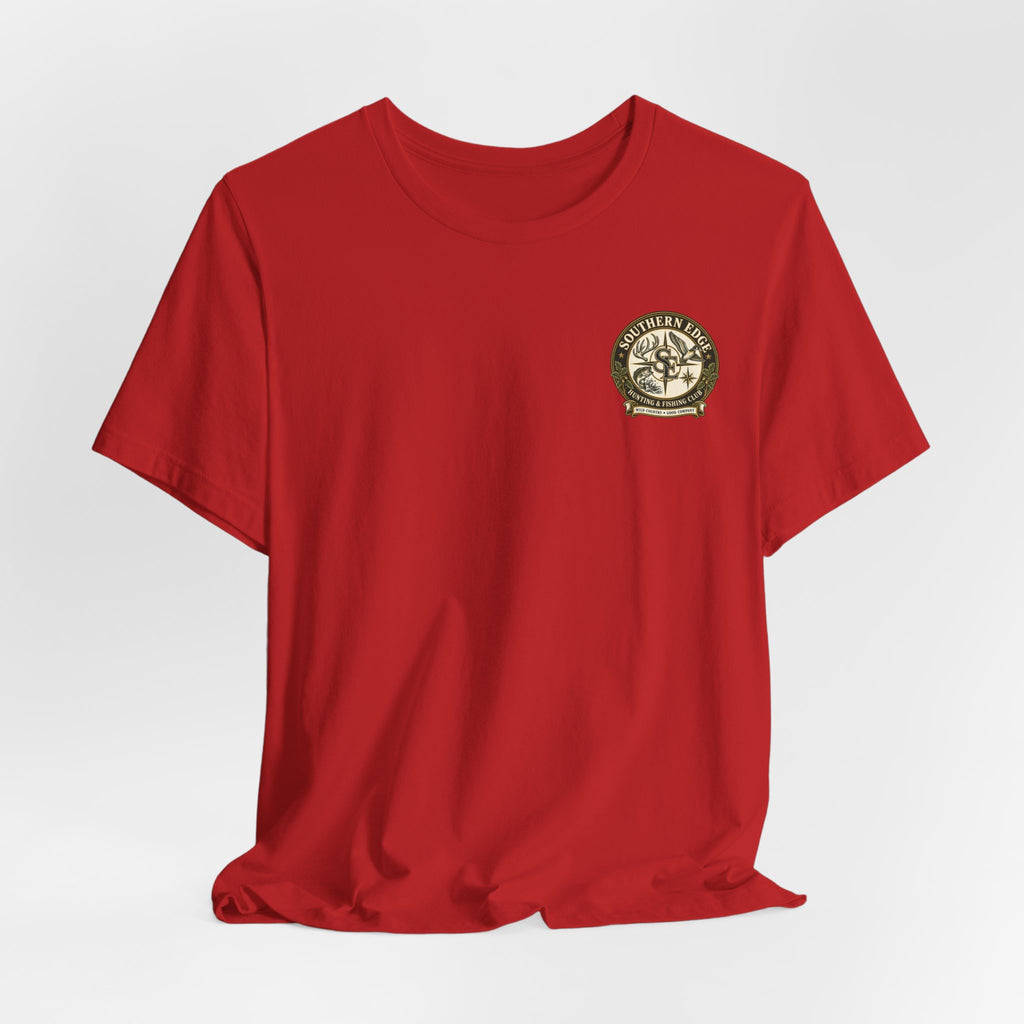 Adventure Patch Tee — 'Campfire Crew' Emblem Short Sleeve T-Shirt