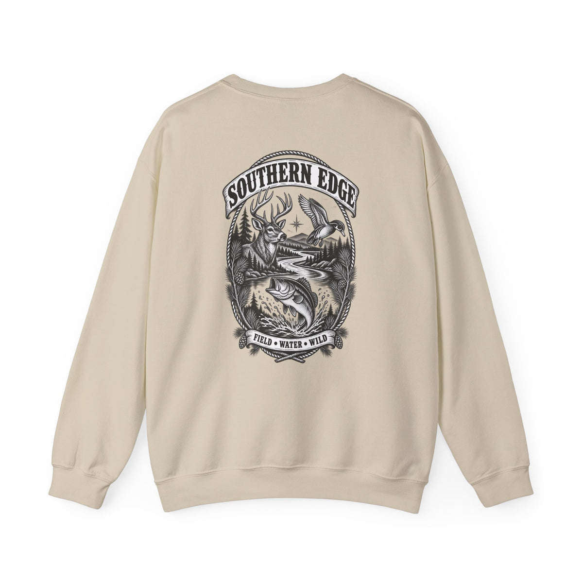 Southern Edge Outdoor Crewneck Sweatshirt — Field Water Wild Graphic