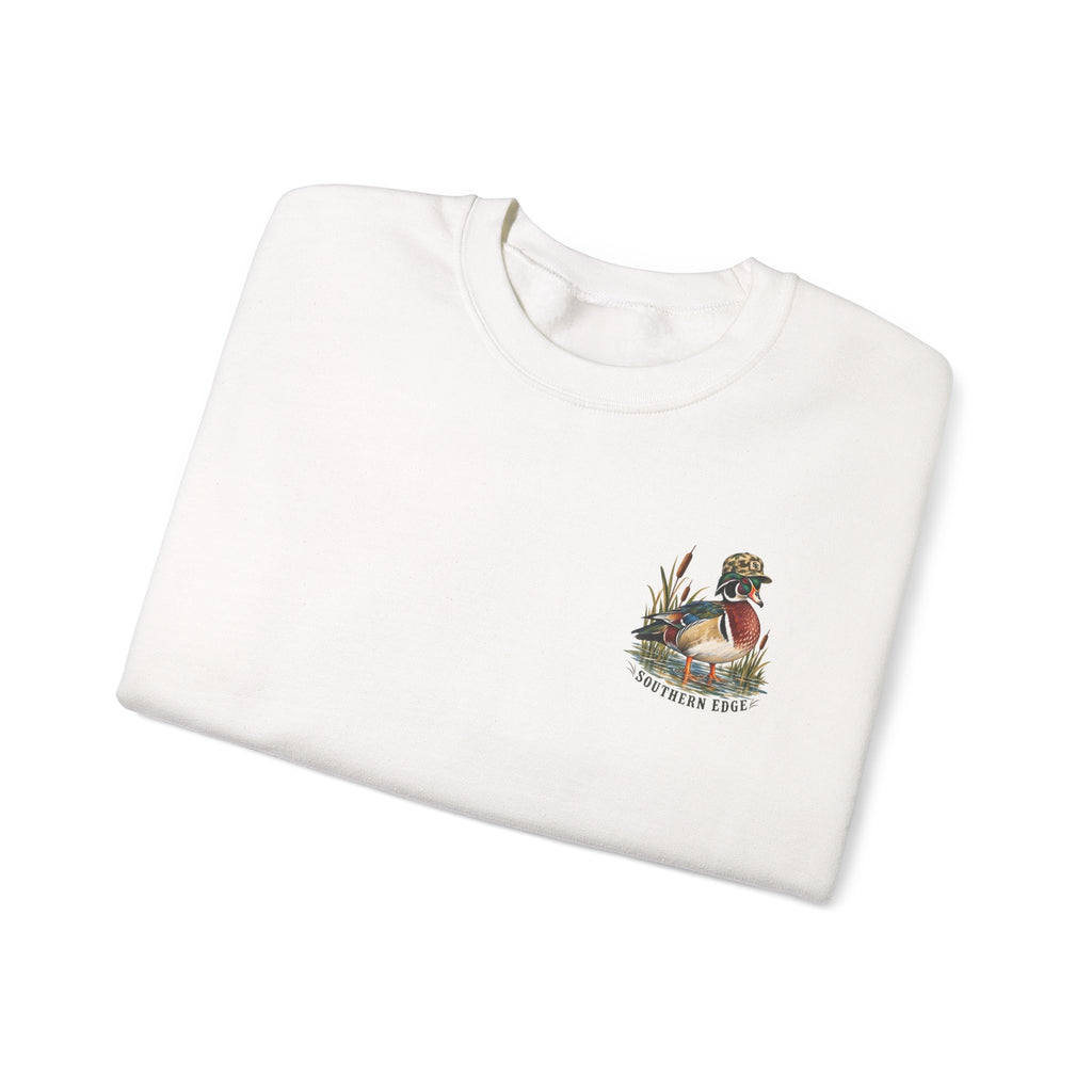 Duck Hunting Crewneck Sweatshirt — "Southern Edge" Wood Duck Graphic