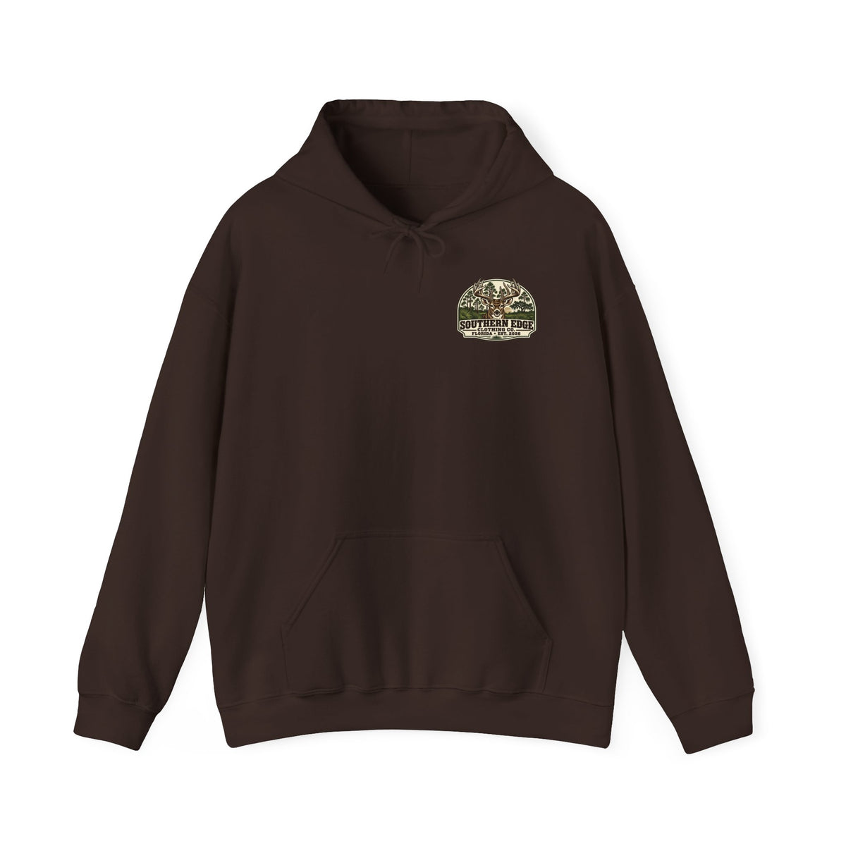 Camo Patch Hoodie — Small Camouflage Chest Patch Hooded Sweatshirt