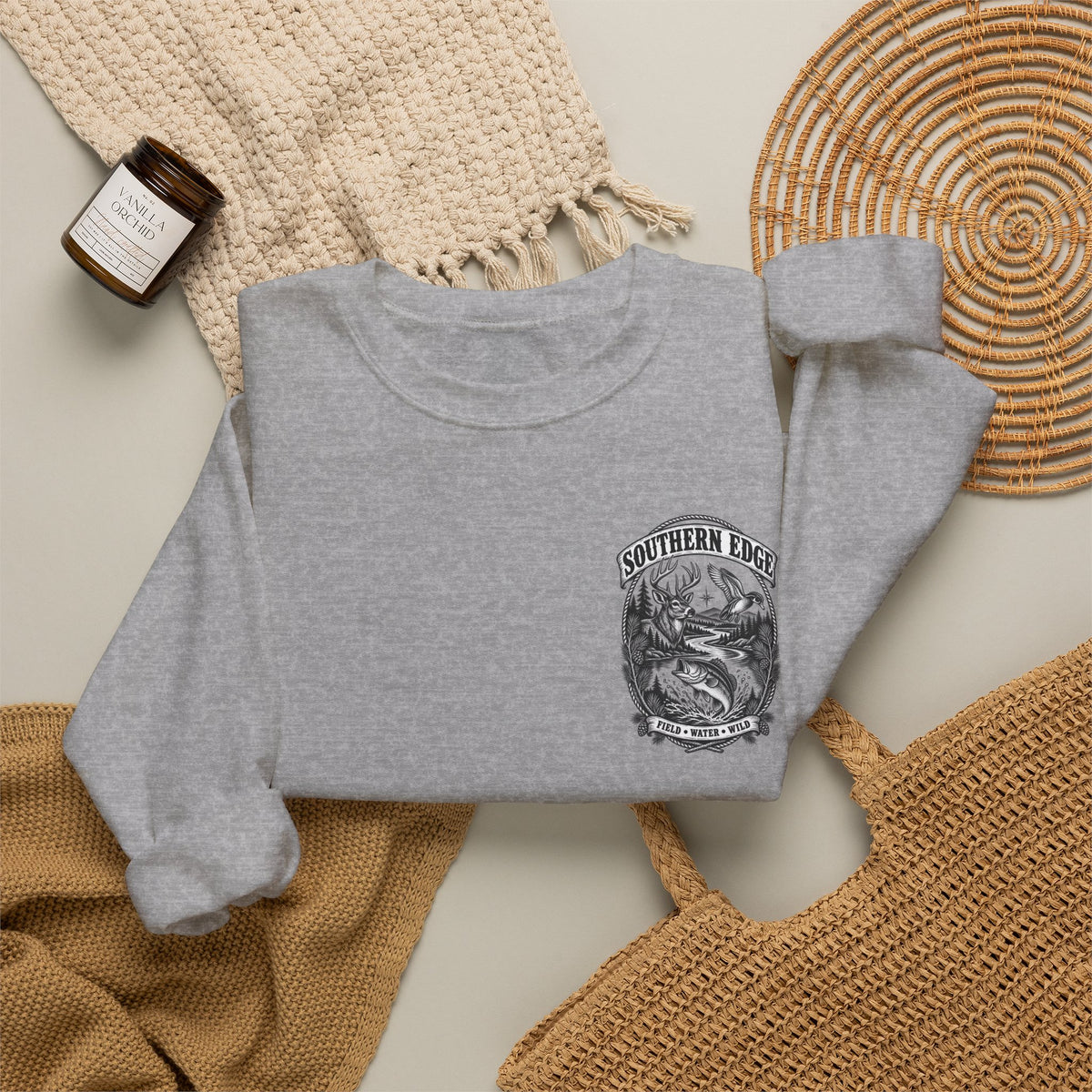 Southern Edge Outdoor Crewneck Sweatshirt — Field Water Wild Graphic