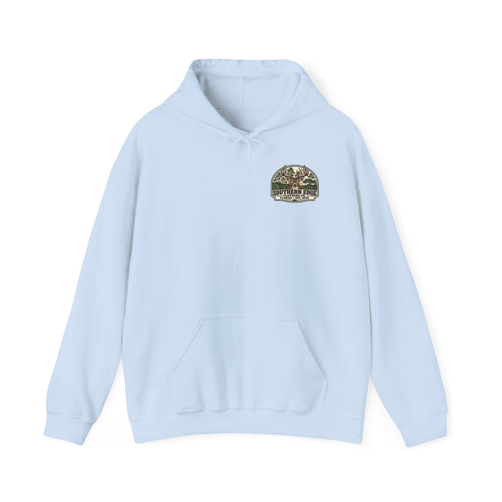Camo Patch Hoodie — Small Camouflage Chest Patch Hooded Sweatshirt