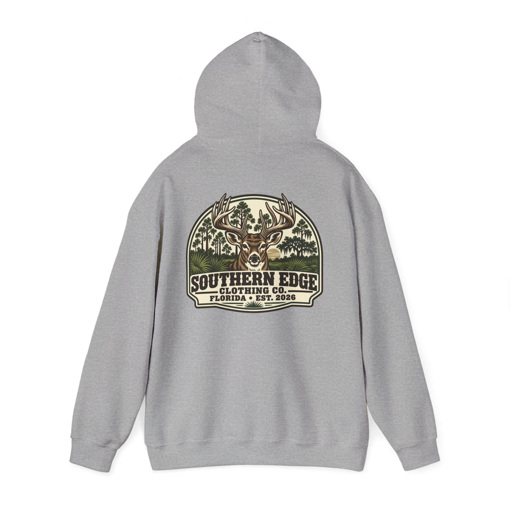 Camo Patch Hoodie — Small Camouflage Chest Patch Hooded Sweatshirt