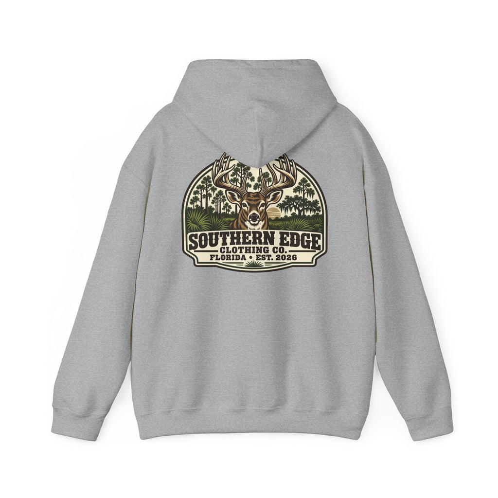 Camo Patch Hoodie — Small Camouflage Chest Patch Hooded Sweatshirt