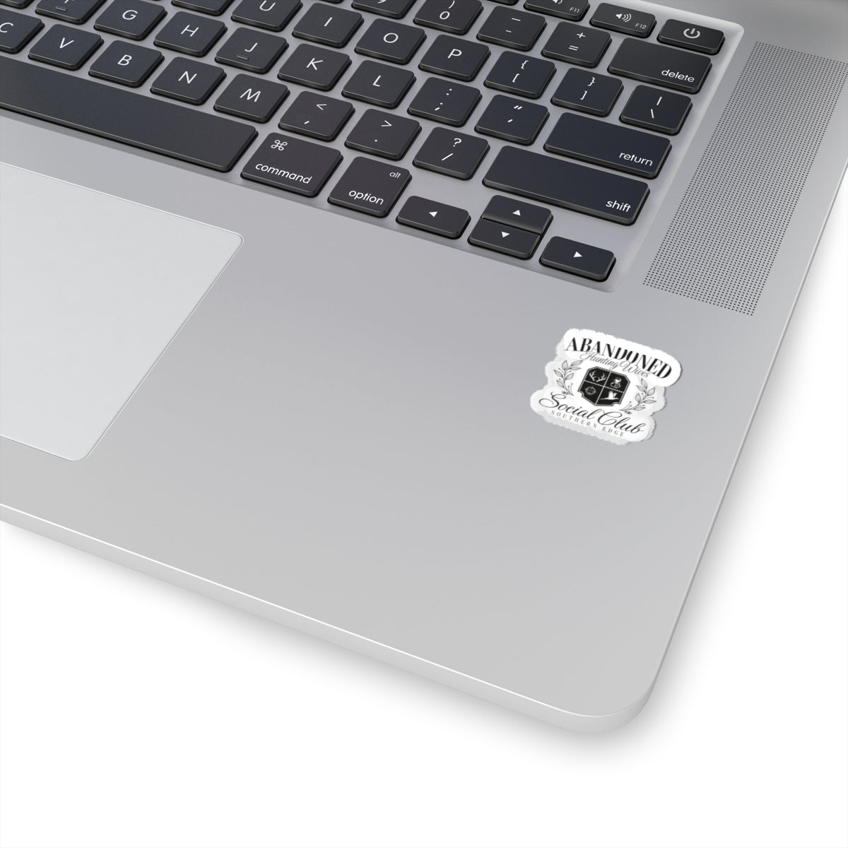 Abandoned Hunting Wives Social Club Kiss-Cut Sticker — Vintage Crest Laptop Decal