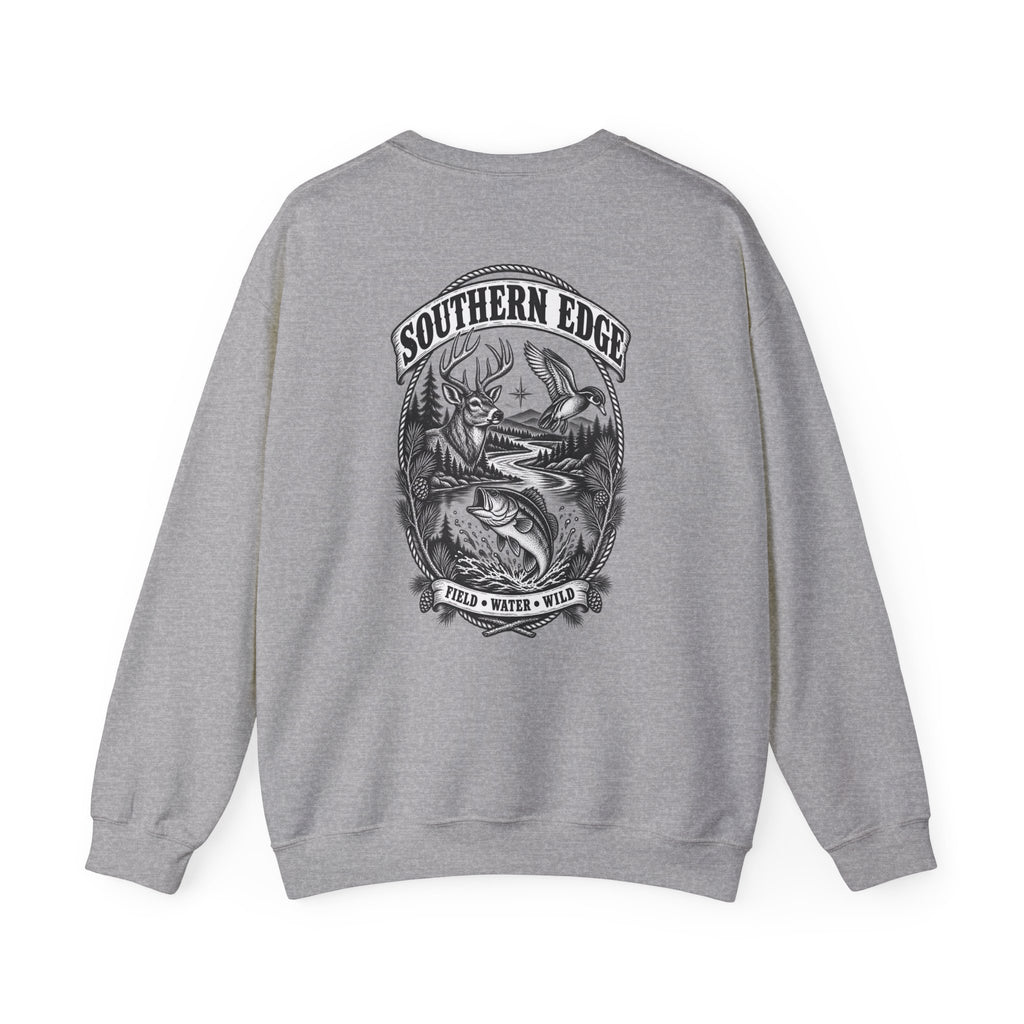 Southern Edge Outdoor Crewneck Sweatshirt — Field Water Wild Graphic