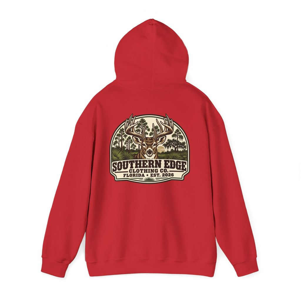 Camo Patch Hoodie — Small Camouflage Chest Patch Hooded Sweatshirt