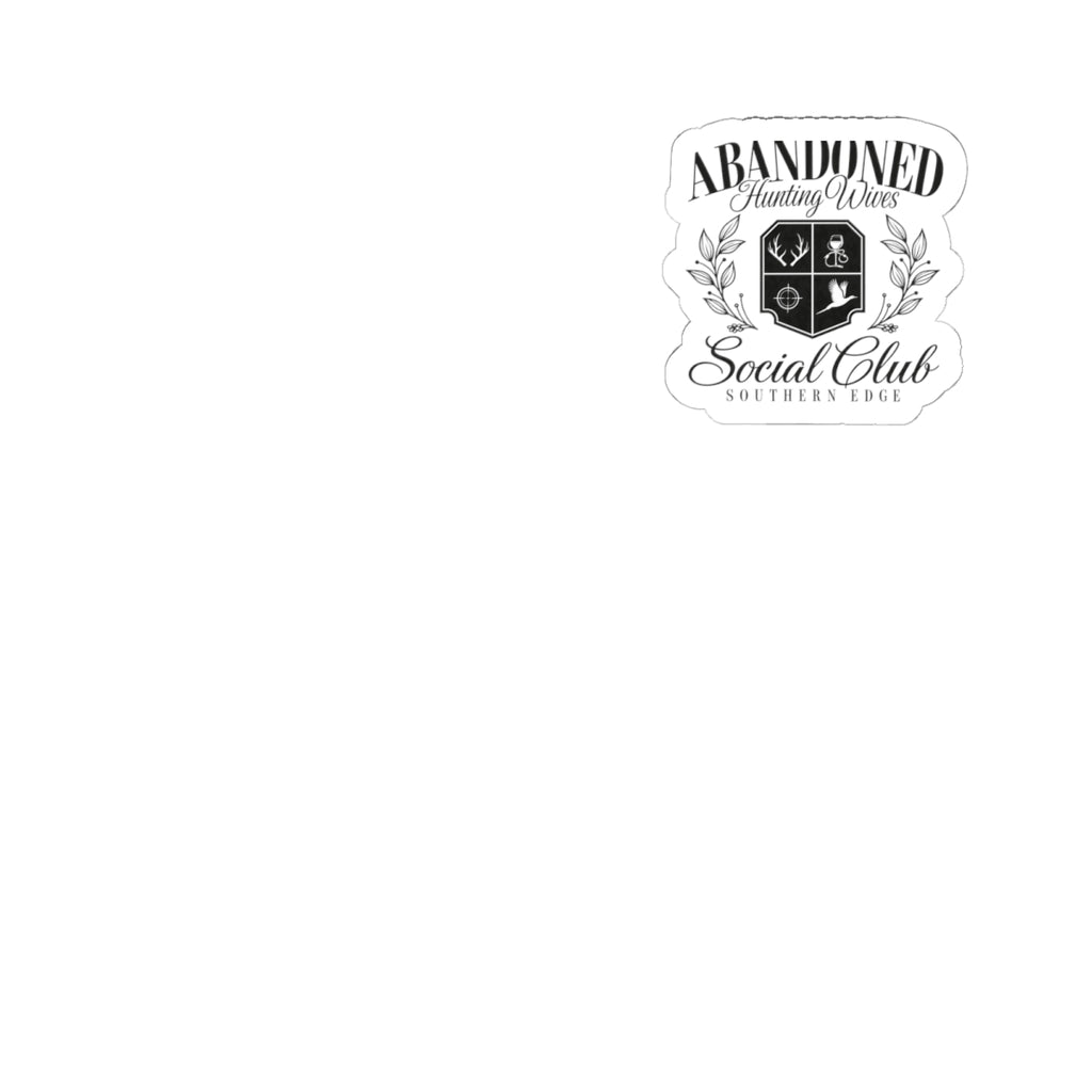 Abandoned Hunting Wives Social Club Kiss-Cut Sticker — Vintage Crest Laptop Decal