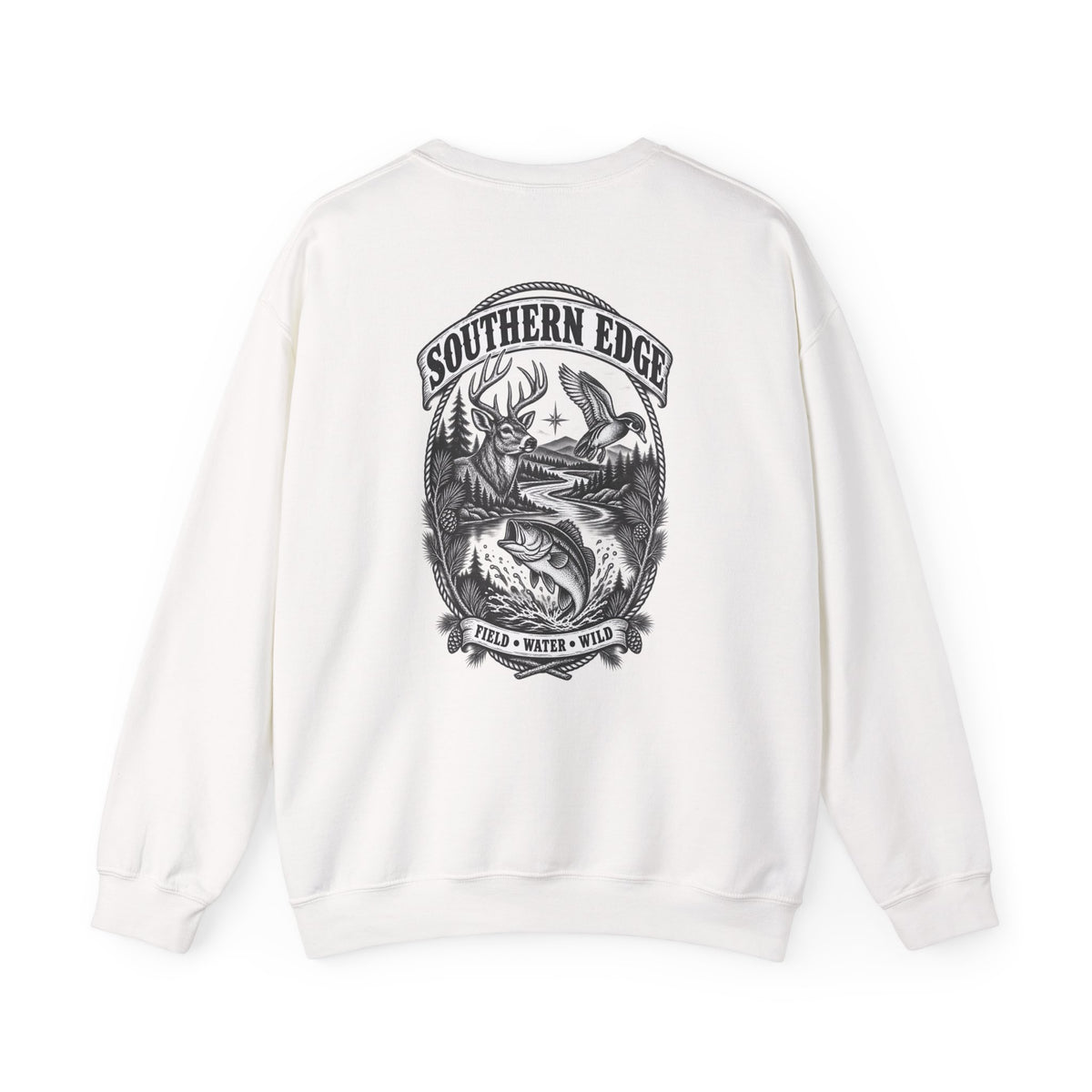 Southern Edge Outdoor Crewneck Sweatshirt — Field Water Wild Graphic